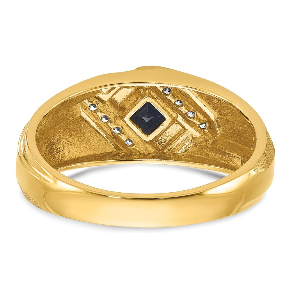 10K Yellow Gold Ibgoodman Men'S Cr.Sapphire And Diamond Satin Complete Ring
