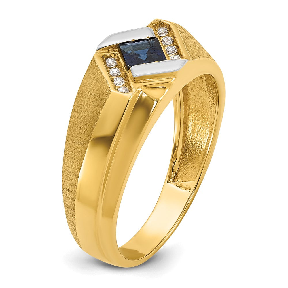 10K Yellow Gold Ibgoodman Men'S Cr.Sapphire And Diamond Satin Complete Ring