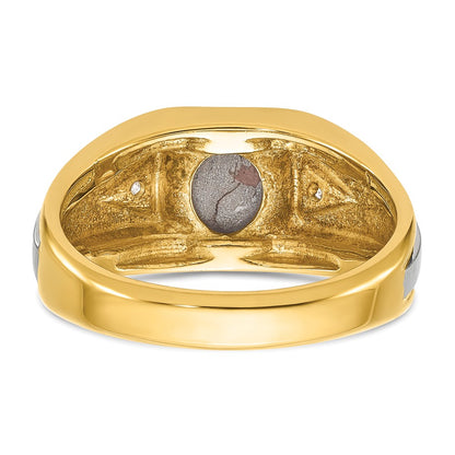 10K Two-Tone Ibgoodman Men'S Polished Satin And Grooved Gemstone Diamond Ring Mounting