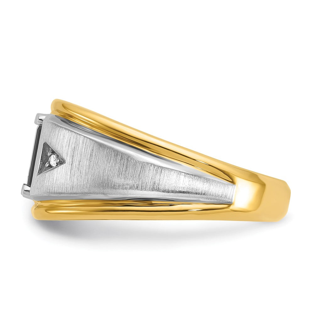 10K Two-Tone Ibgoodman Men'S Satin Onyx And Diamond Complete Ring