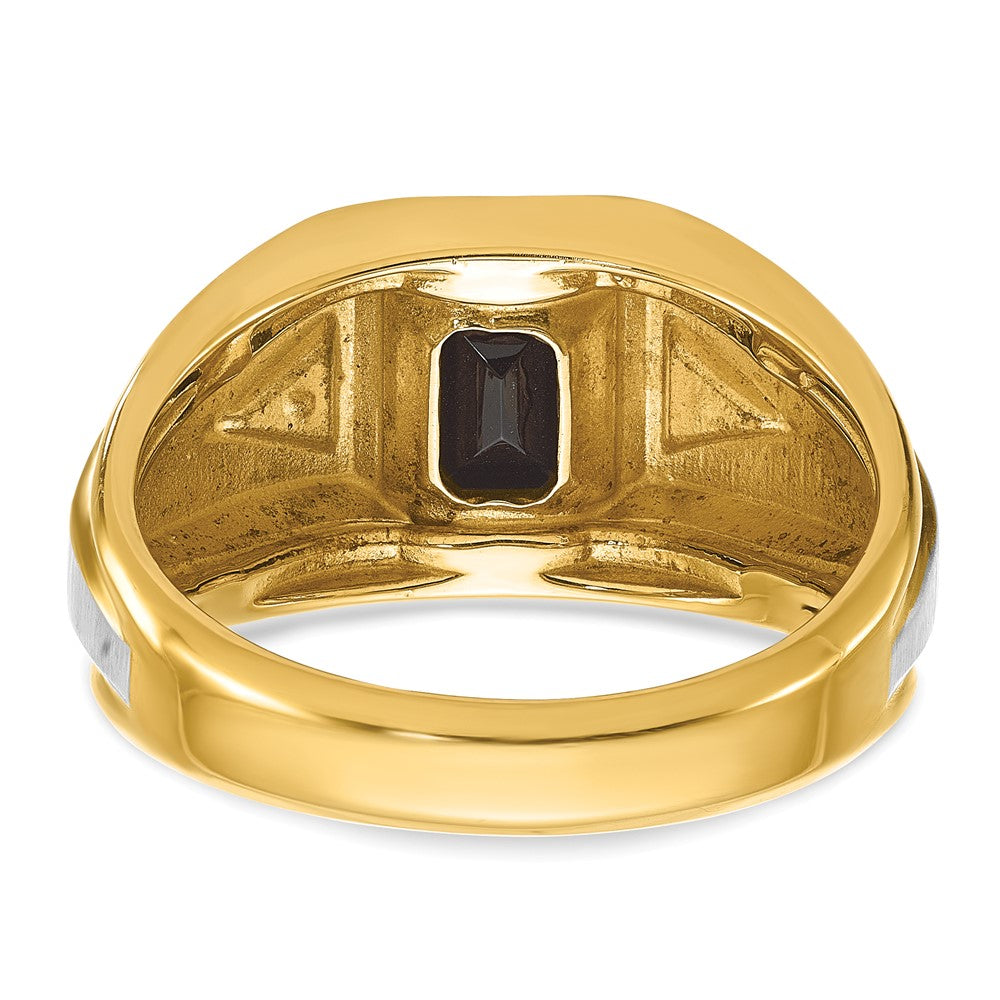 10K Two-Tone Ibgoodman Men'S Satin Onyx And Diamond Complete Ring