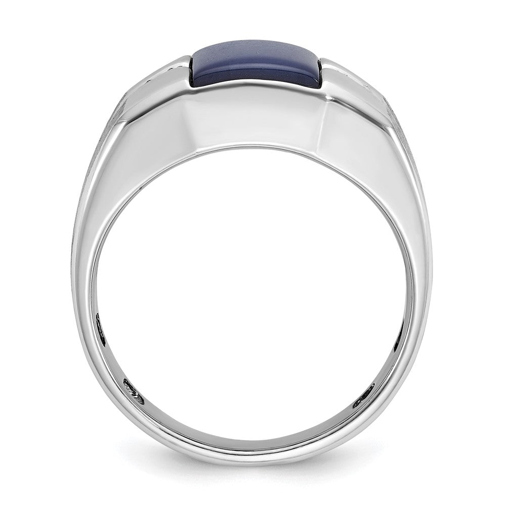 10K White Gold 10Kw Ibgoodman Men'S Cr.Blue Star Sapphire And Diamond Satin Complete Ring