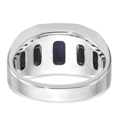 10K White Gold 10Kw Ibgoodman Men'S Cr.Blue Star Sapphire And Diamond Satin Complete Ring