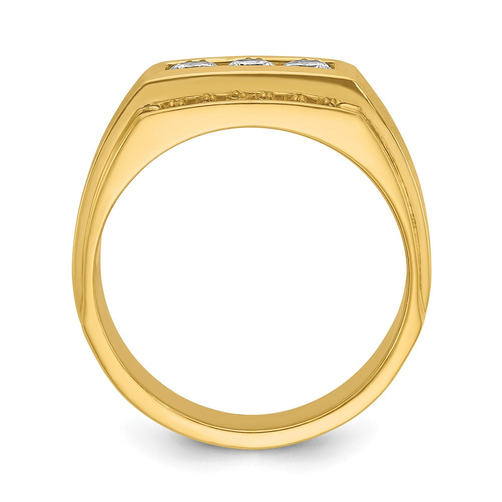 14k Yellow Gold 3/4 Ct. Lab Grown Diamond VS/SI+ G+ Polished and Satin Men's Ring