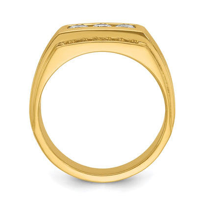 14k Yellow Gold 3/4 Ct. Lab Grown Diamond VS/SI+ G+ Polished and Satin Men's Ring