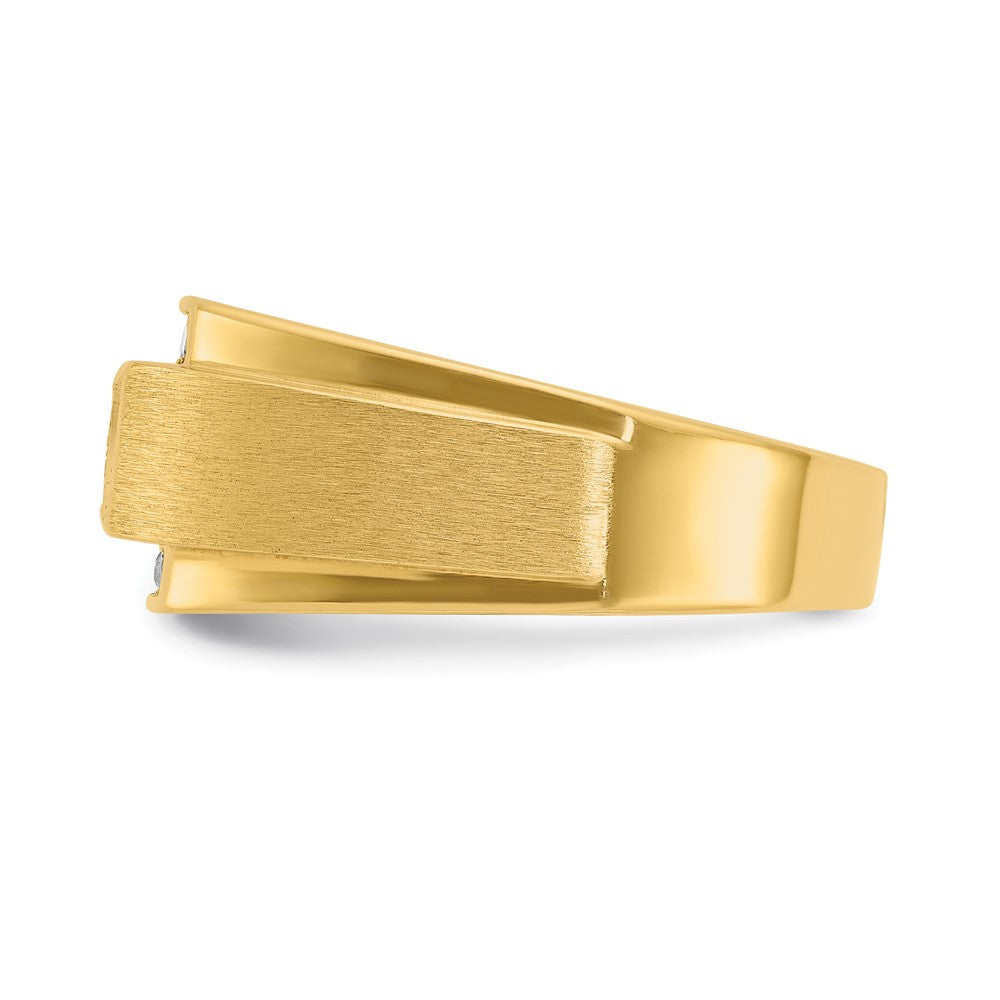14k Yellow Gold 3/4 Ct. Lab Grown Diamond VS/SI+ G+ Polished and Satin Men's Ring