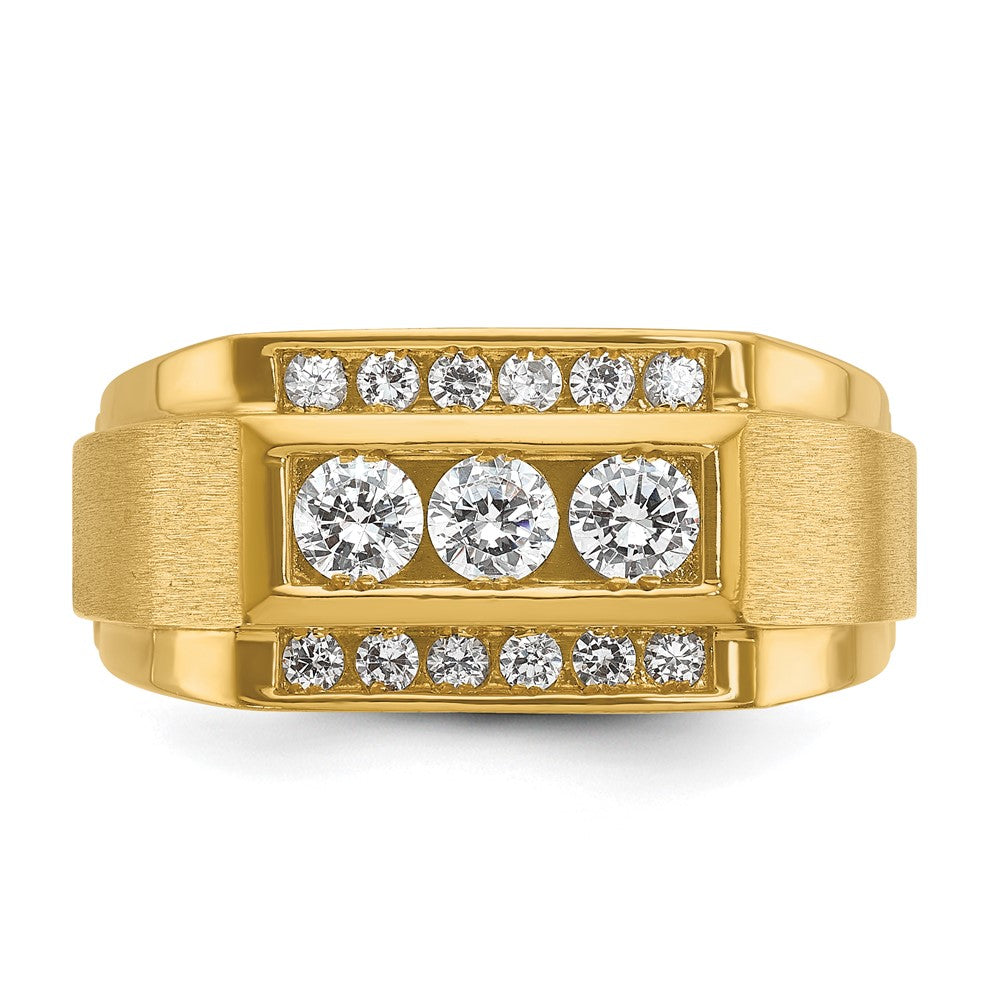 14k Yellow Gold 3/4 Ct. Lab Grown Diamond VS/SI+ G+ Polished and Satin Men's Ring