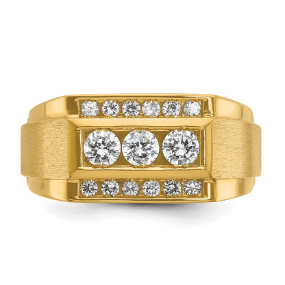 14k Yellow Gold 3/4 Ct. Lab Grown Diamond VS/SI+ G+ Polished and Satin Men's Ring
