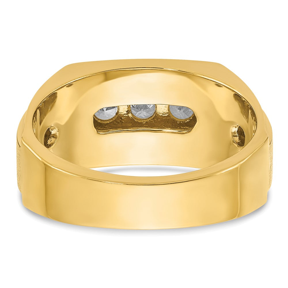 14k Yellow Gold 3/4 Ct. Lab Grown Diamond VS/SI+ G+ Polished and Satin Men's Ring