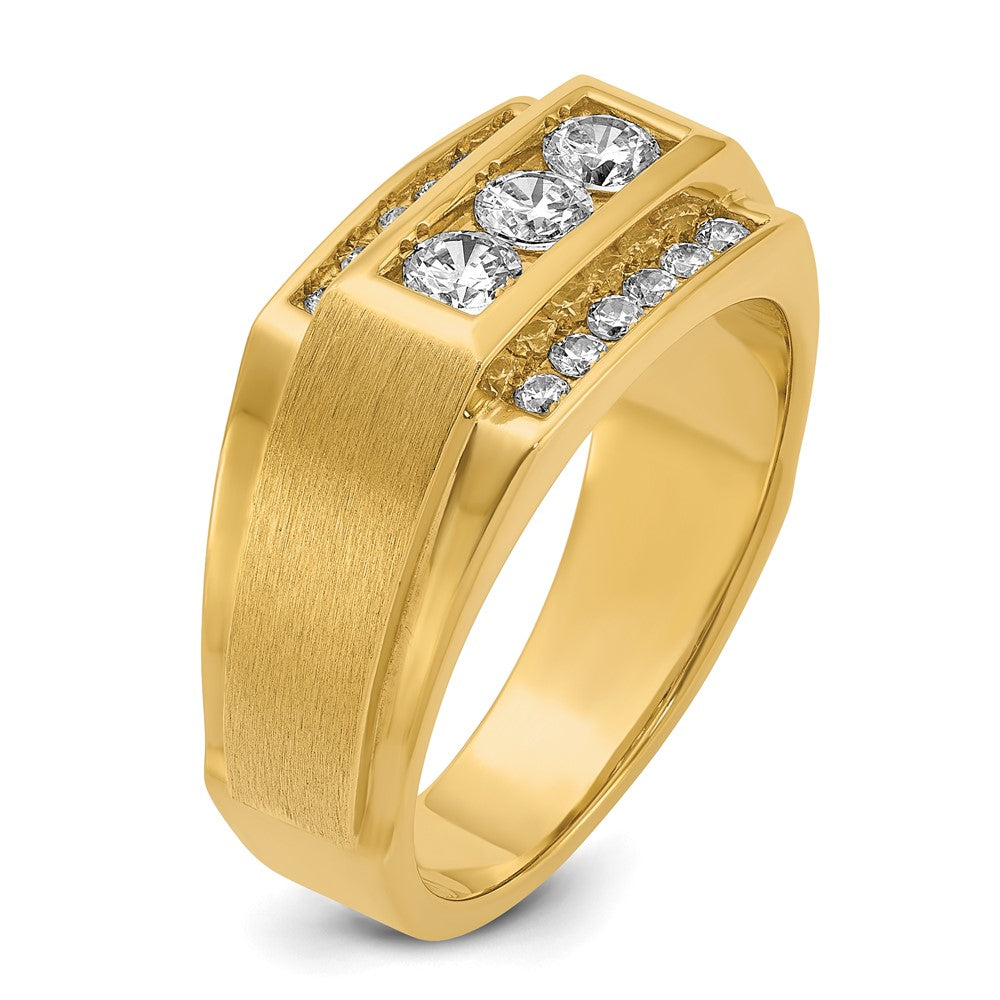 14k Yellow Gold 3/4 Ct. Lab Grown Diamond VS/SI+ G+ Polished and Satin Men's Ring
