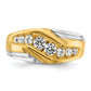 14k Two-tone Two Tone 1 Ct. Lab Grown Diamond VS/SI+ G+ Polished and Grooved Men's Ring