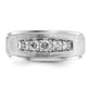 14k White Gold 1/2 Ct. Lab Grown Diamond VS/SI+ G+ Polished and Brushed Five Stone Men's Ring