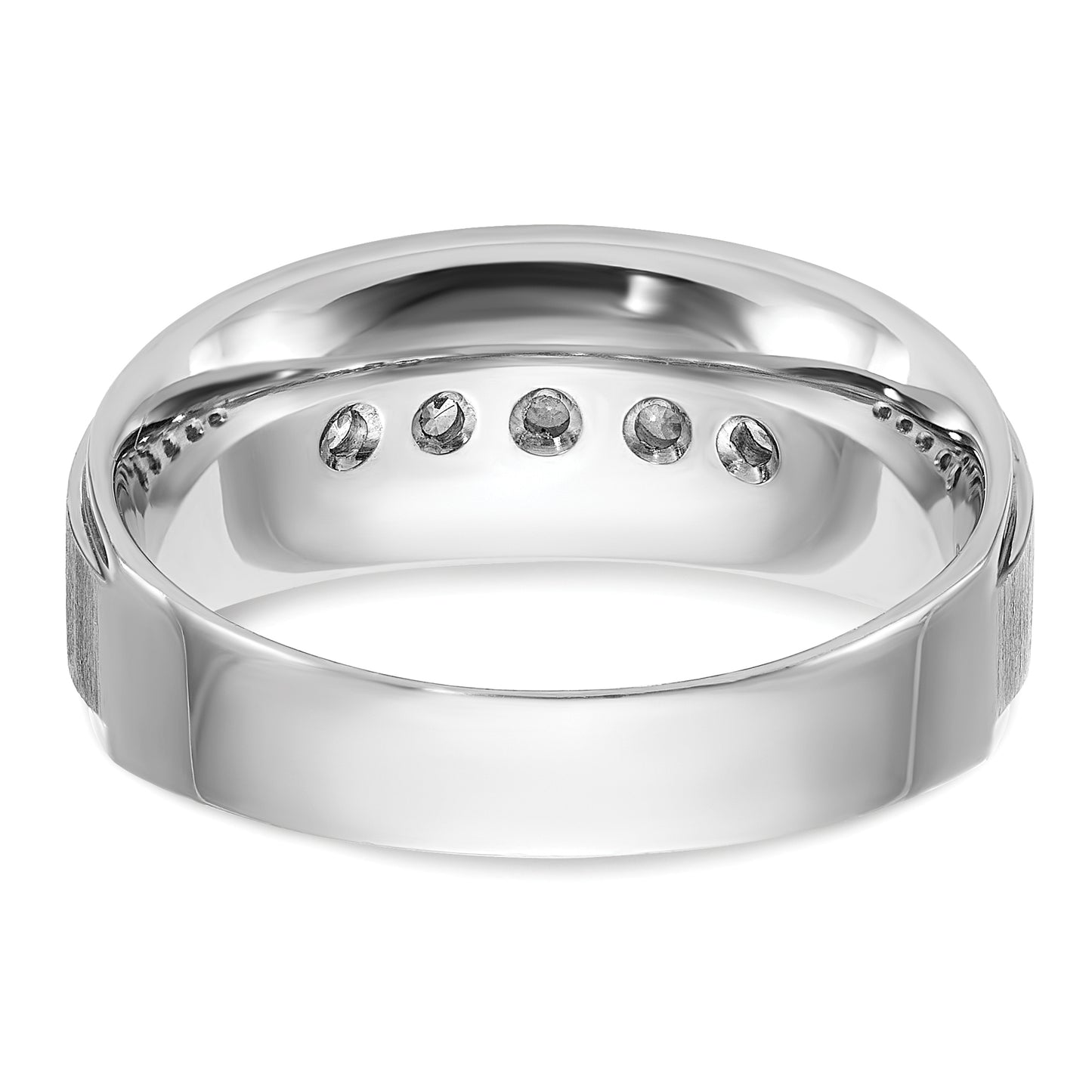 14k White Gold 1/2 Ct. Lab Grown Diamond VS/SI+ G+ Polished and Brushed Five Stone Men's Ring