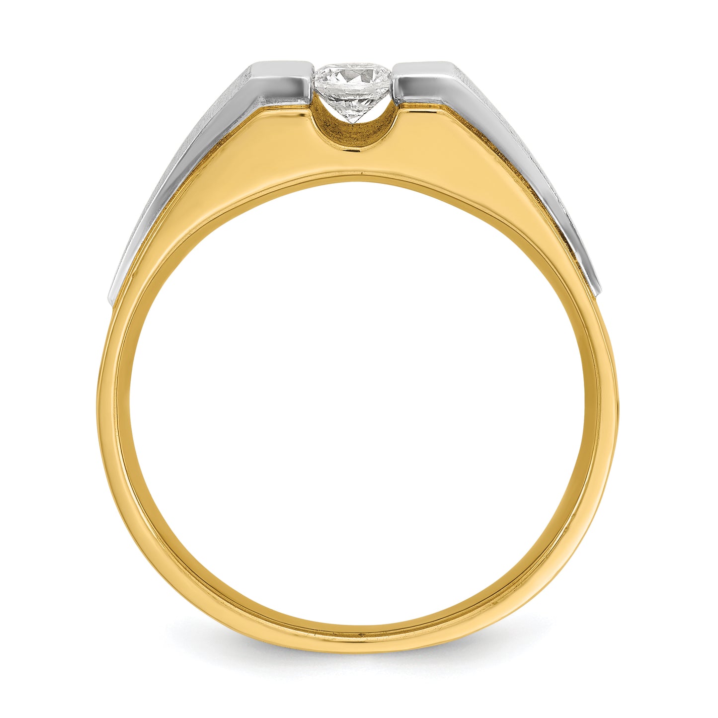 14k Two-tone Two tone 1/4 Ct. Lab Grown Diamond VS/SI+ G+ Polished and Satin Men's Ring