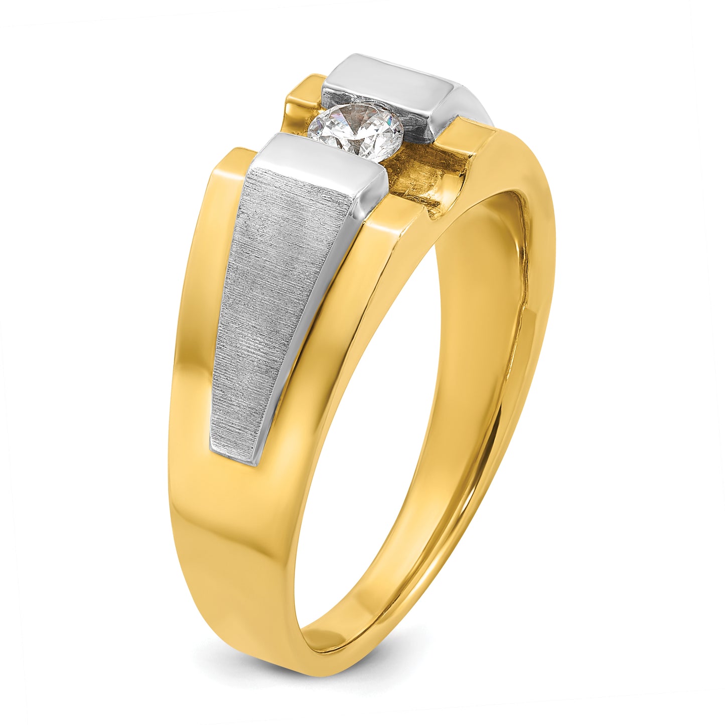 14k Two-tone Two tone 1/4 Ct. Lab Grown Diamond VS/SI+ G+ Polished and Satin Men's Ring