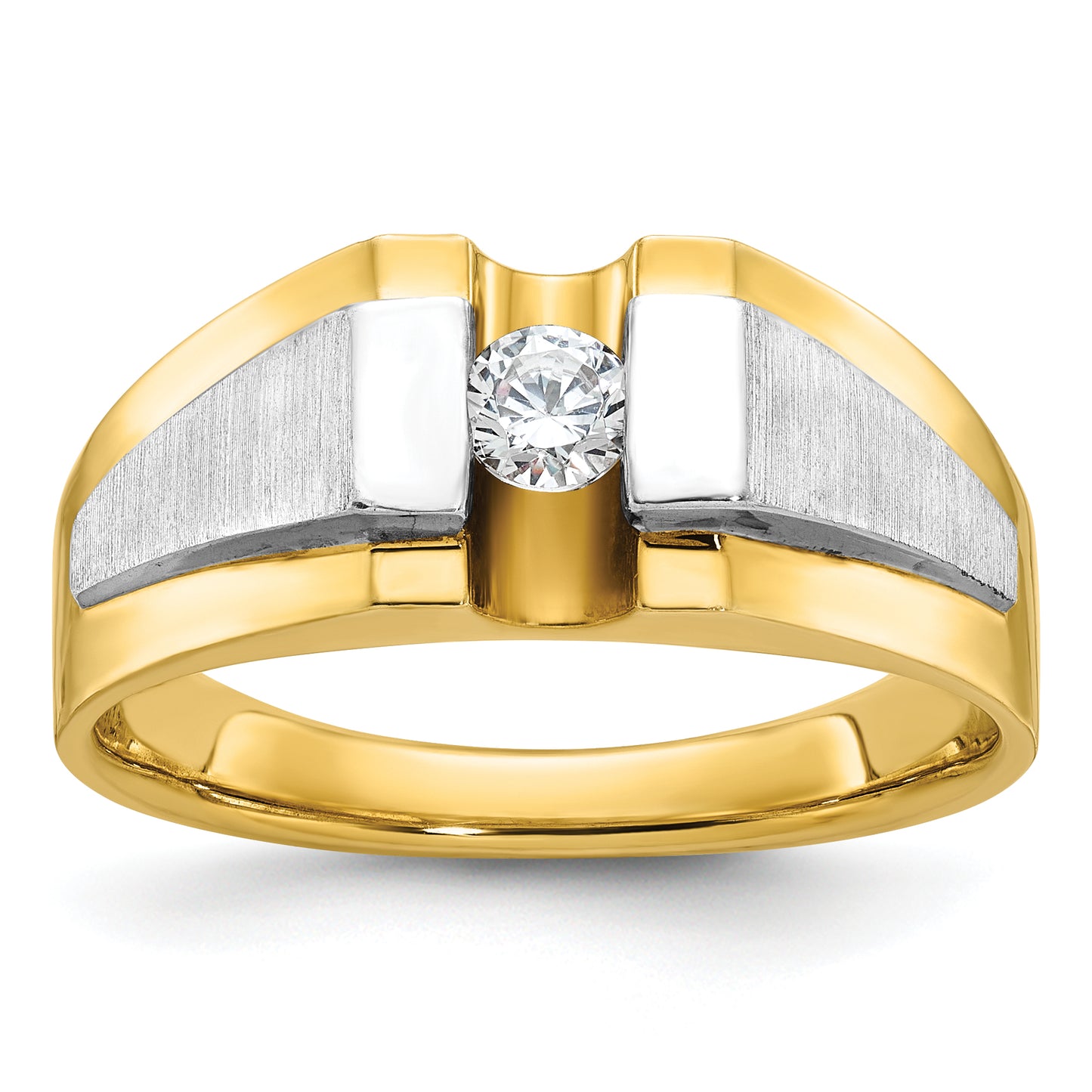 14k Two-tone Two tone 1/4 Ct. Lab Grown Diamond VS/SI+ G+ Polished and Satin Men's Ring