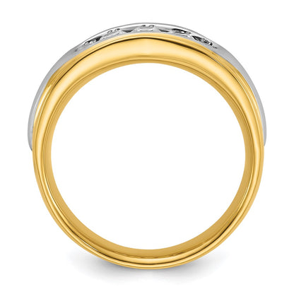 14k Two-tone Two Tone 1/2 Ct. Lab Grown Diamond VS/SI+ G+ Polished and Grooved Men's Ring