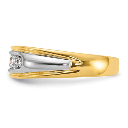 14k Two-tone Two Tone 1/2 Ct. Lab Grown Diamond VS/SI+ G+ Polished and Grooved Men's Ring