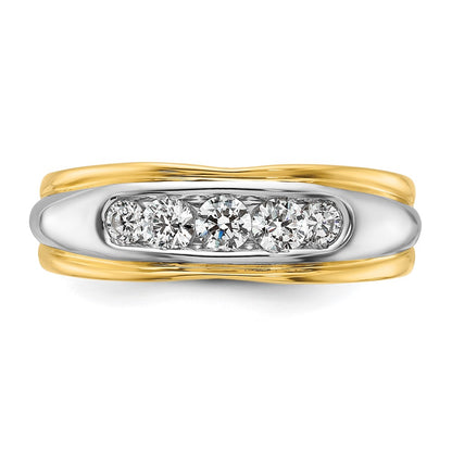 14k Two-tone Two Tone 1/2 Ct. Lab Grown Diamond VS/SI+ G+ Polished and Grooved Men's Ring