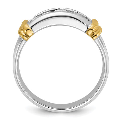 14k Two-tone Two Tone 1/2 Ct. Lab Grown Diamond VS/SI+ G+ Five Stone Polished Men's Ring