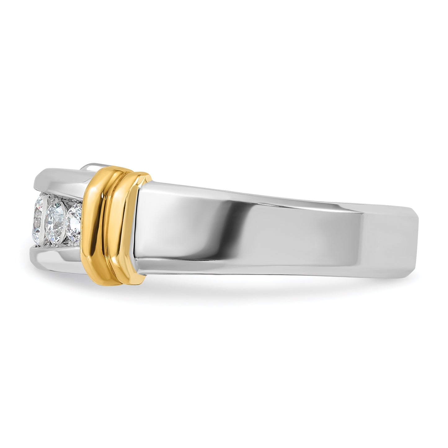 14k Two-tone Two Tone 1/2 Ct. Lab Grown Diamond VS/SI+ G+ Five Stone Polished Men's Ring