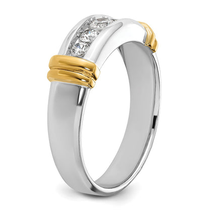 14k Two-tone Two Tone 1/2 Ct. Lab Grown Diamond VS/SI+ G+ Five Stone Polished Men's Ring