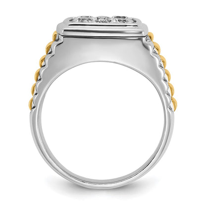 10K Two-Tone Ibgoodman Men'S Polished And Textured Cluster Ring Mounting