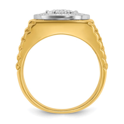 10K Two-Tone Ibgoodman Men'S Polished Satin And Textured 1 Carat A Quality Diamond Ring