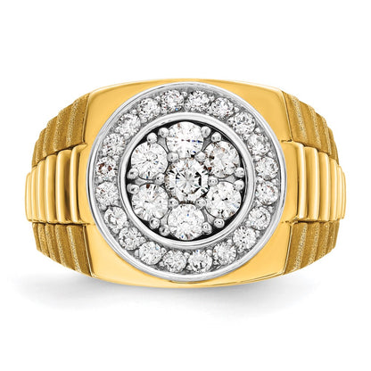 10K Two-Tone Ibgoodman Men'S Polished Satin And Textured Ring Mounting