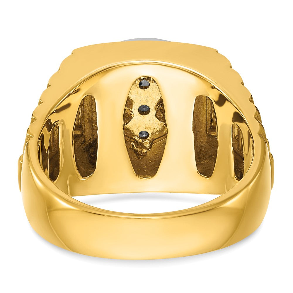 10K Two-Tone Ibgoodman Men'S Polished Satin And Textured 1 Carat A Quality Diamond Ring