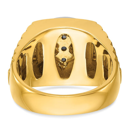 10K Two-Tone Ibgoodman Men'S Polished Satin And Textured 1 Carat A Quality Diamond Ring