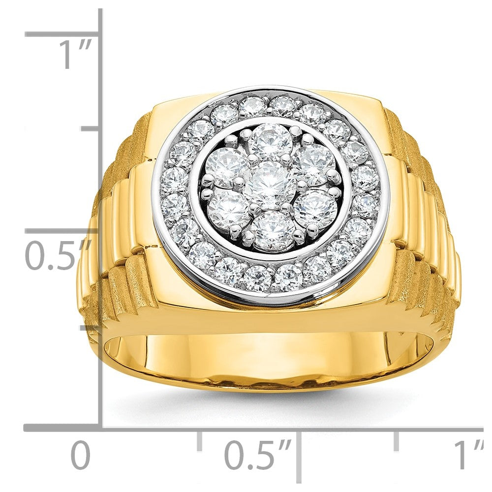 10K Two-Tone Ibgoodman Men'S Polished Satin And Textured 1 Carat A Quality Diamond Ring