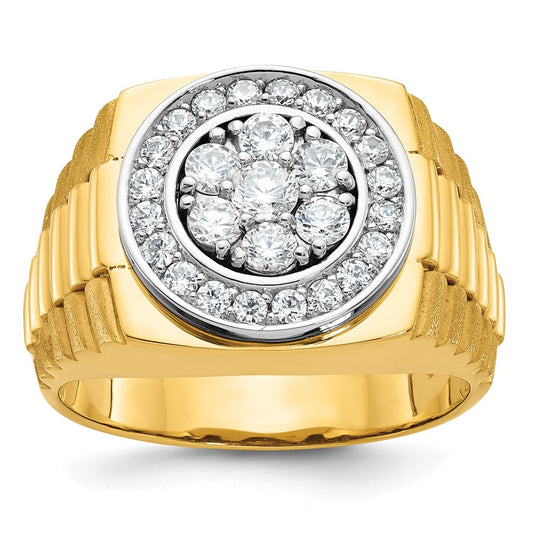 10K Two-Tone Ibgoodman Men'S Polished Satin And Textured Ring Mounting