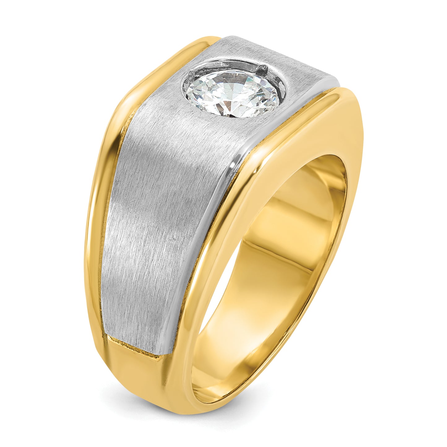 14k Two-tone Two Tone 1 Ct. Lab Grown Diamond VS/SI+ G+ Polished and Satin Men's Ring