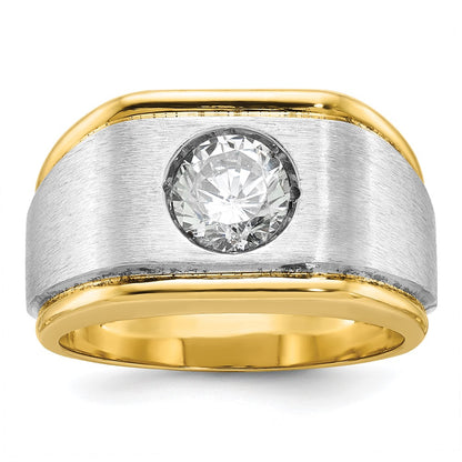 14k Two-tone  Two Tone 1 Ct. Lab Grown Diamond VS/SI+ G+ Complete Polished and Satin Men's Ring