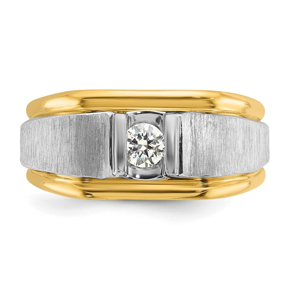 14k Two-tone  Two Tone 1/4 Ct. Lab Grown Diamond VS/SI+ G+ Complete Polished and Satin Men's Ring