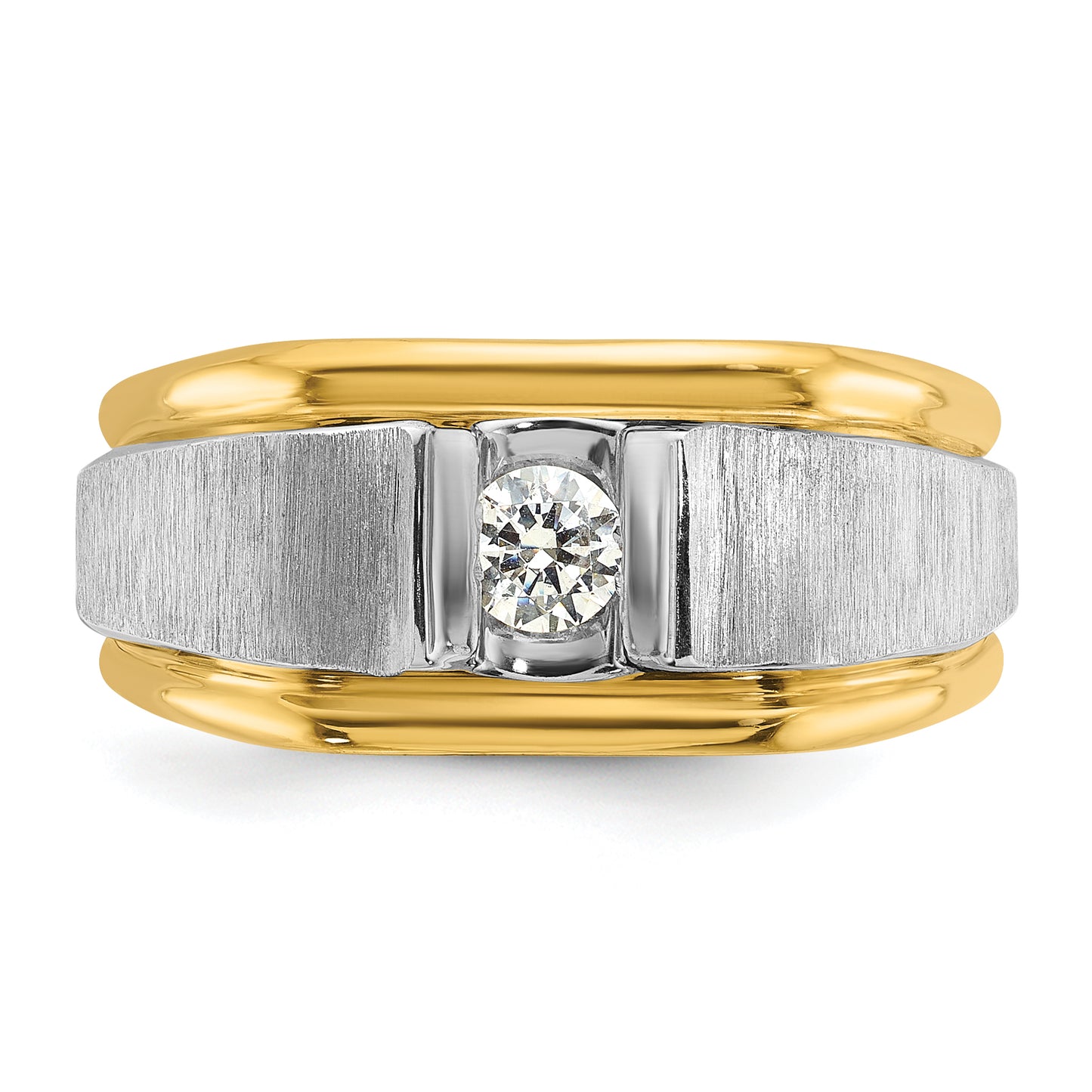 14k Two-tone Two Tone 1/4 Ct. Lab Grown Diamond VS/SI+ G+ Polished and Satin Men's Ring