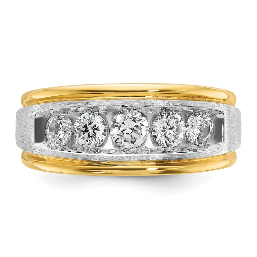 14k Two-tone Gold Men's Satin Finish 1 carat Diamond Complete Ring