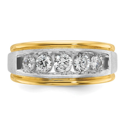 14k Two-tone Gold Men's Satin Finish 1 carat Diamond Complete Ring
