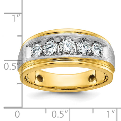 14k Two-tone Gold Men's Satin Finish 1 carat Diamond Complete Ring