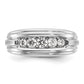 14k Two-tone Two Tone 1/2 Ct. Lab Grown Diamond VS/SI+ G+ Polished Satin and Grooved Five Stone Men's Ring