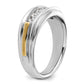 14k Two-tone Two Tone 1/2 Ct. Lab Grown Diamond VS/SI+ G+ Polished Satin and Grooved Five Stone Men's Ring