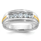 14k Two-tone Two Tone 1/2 Ct. Lab Grown Diamond VS/SI+ G+ Polished Satin and Grooved Five Stone Men's Ring