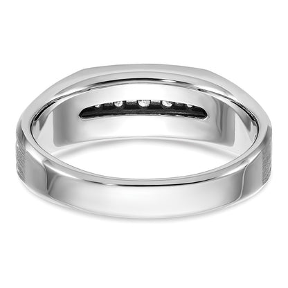 10k White Gold 1/4 Ct. Lab Grown Diamond VS/SI+ G+ Polished Satin and Grooved Five Stone Men's Ring
