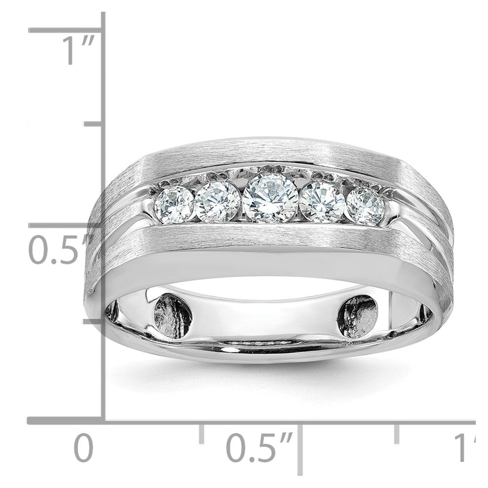 10K White Gold Ibgoodman Men'S Polished And Brushed 5-Stone Ring Mounting
