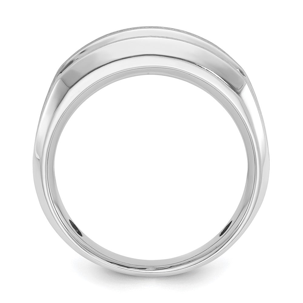 10K White Gold Ibgoodman Men'S Polished Satin And Grooved 5-Stone 1 Carat A Quality Diamond Ring