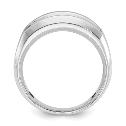 10K White Gold Ibgoodman Men'S Polished Satin And Grooved 5-Stone 1 Carat A Quality Diamond Ring