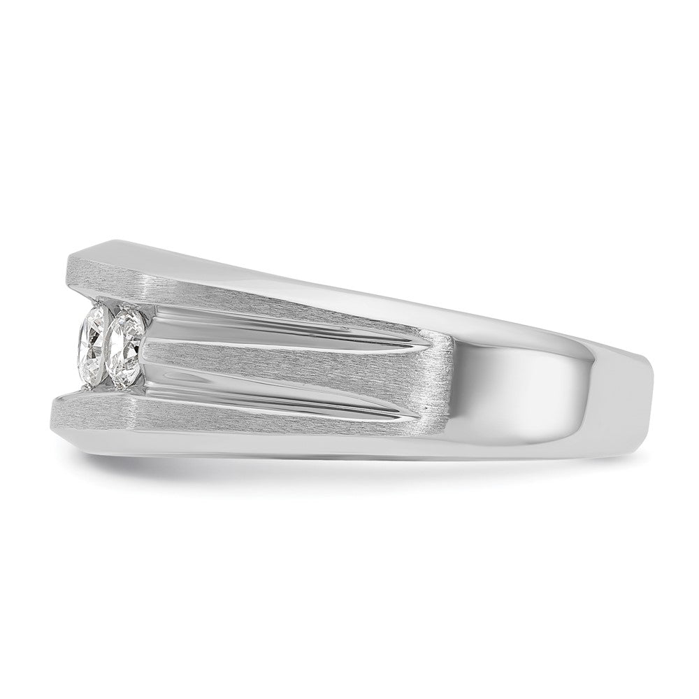 10K White Gold Ibgoodman Men'S Polished Satin And Grooved 5-Stone 1 Carat A Quality Diamond Ring