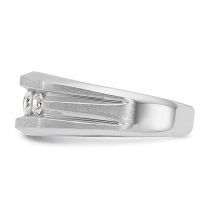 10K White Gold Ibgoodman Men'S Polished Satin And Grooved 5-Stone 1 Carat A Quality Diamond Ring