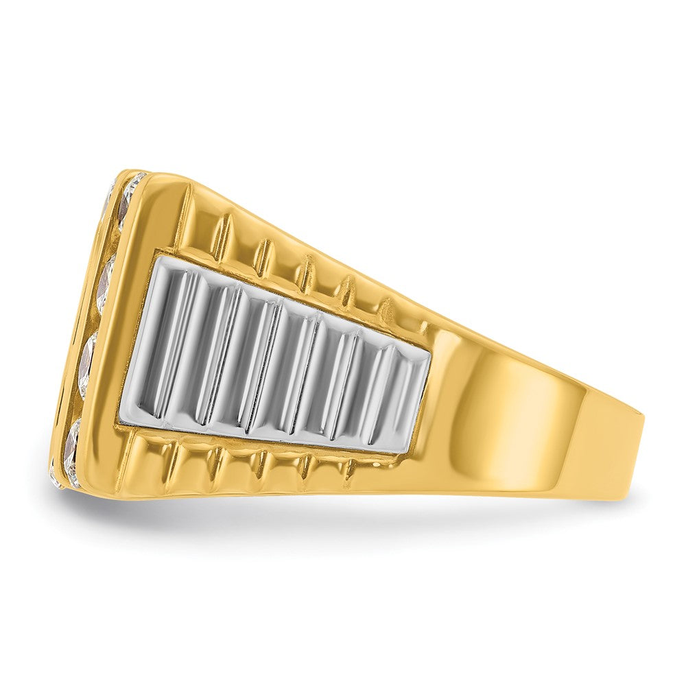 14k Two-tone Two Tone 2 Ct. Lab Grown Diamond VS/SI+ G+ Grooved Four Row Men's Ring